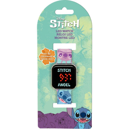 Reloj LED Disney Stitch con correa azul decorada