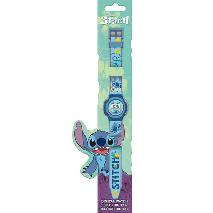 Reloj digital azul de Stitch Disney con correa decorada