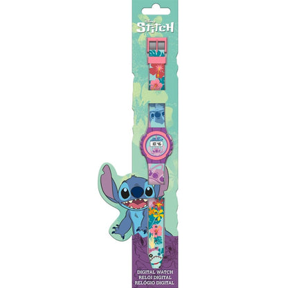 Reloj digital rosa y morado de Stitch Disney con correa estampada