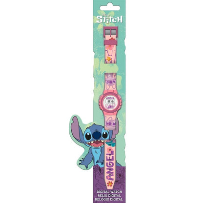 Reloj digital Disney Stitch y Angel rosa y morado