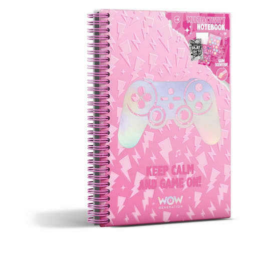 Cuaderno A5 Gamer Valentina Wow Generation rosa con mando de videojuegos
