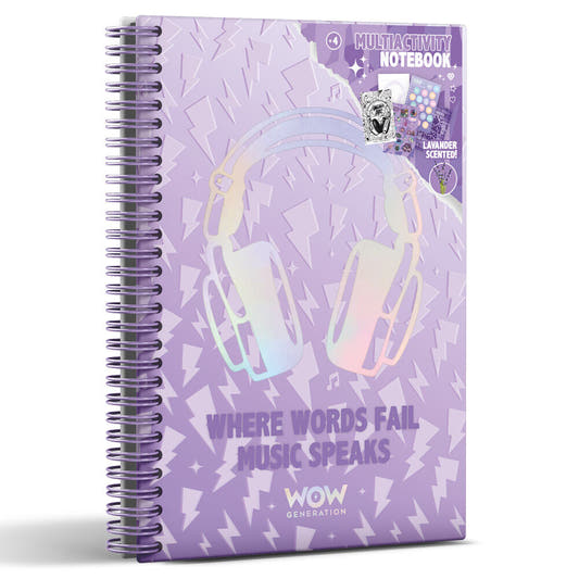 Cuaderno A5 DJ Alana Wow Generation lavanda con auriculares