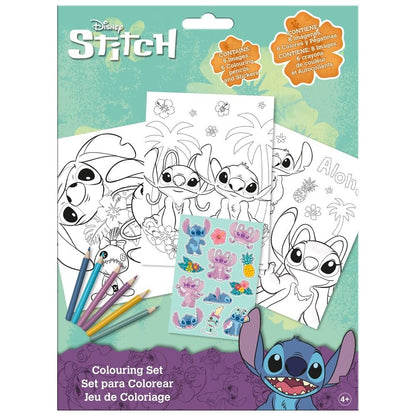 Set para colorear Stitch Disney con dibujos, lápices y pegatinas