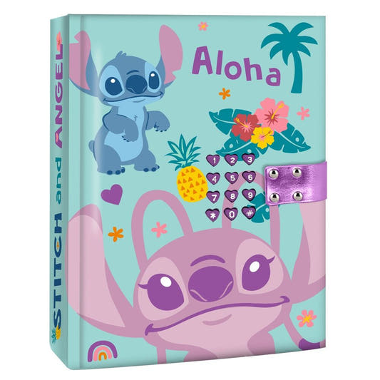 Diario secreto de Stitch Disney con código y diseño Aloha