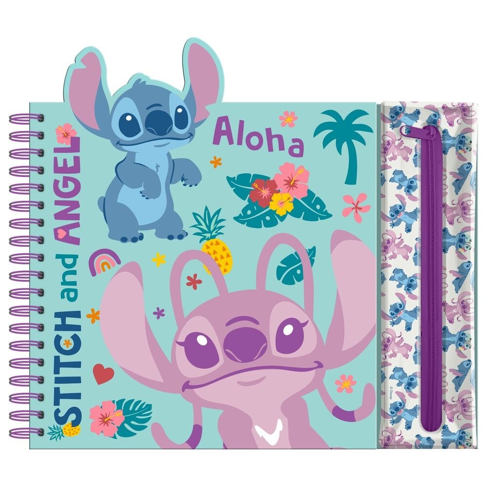 Cuaderno de actividades Stitch Disney turquesa con estuche removible