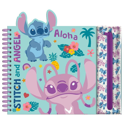 Cuaderno de actividades Stitch Disney turquesa con estuche removible
