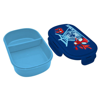 Sandwichera azul de Spidey Marvel con cubierto