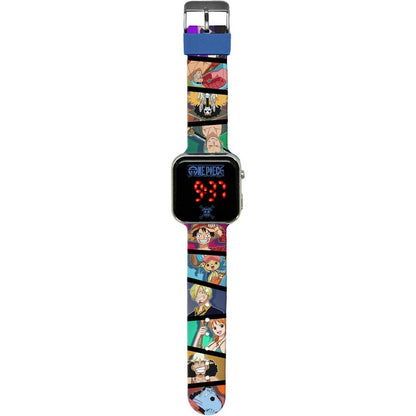 Reloj LED One Piece con correa estampada y pantalla roja - 2