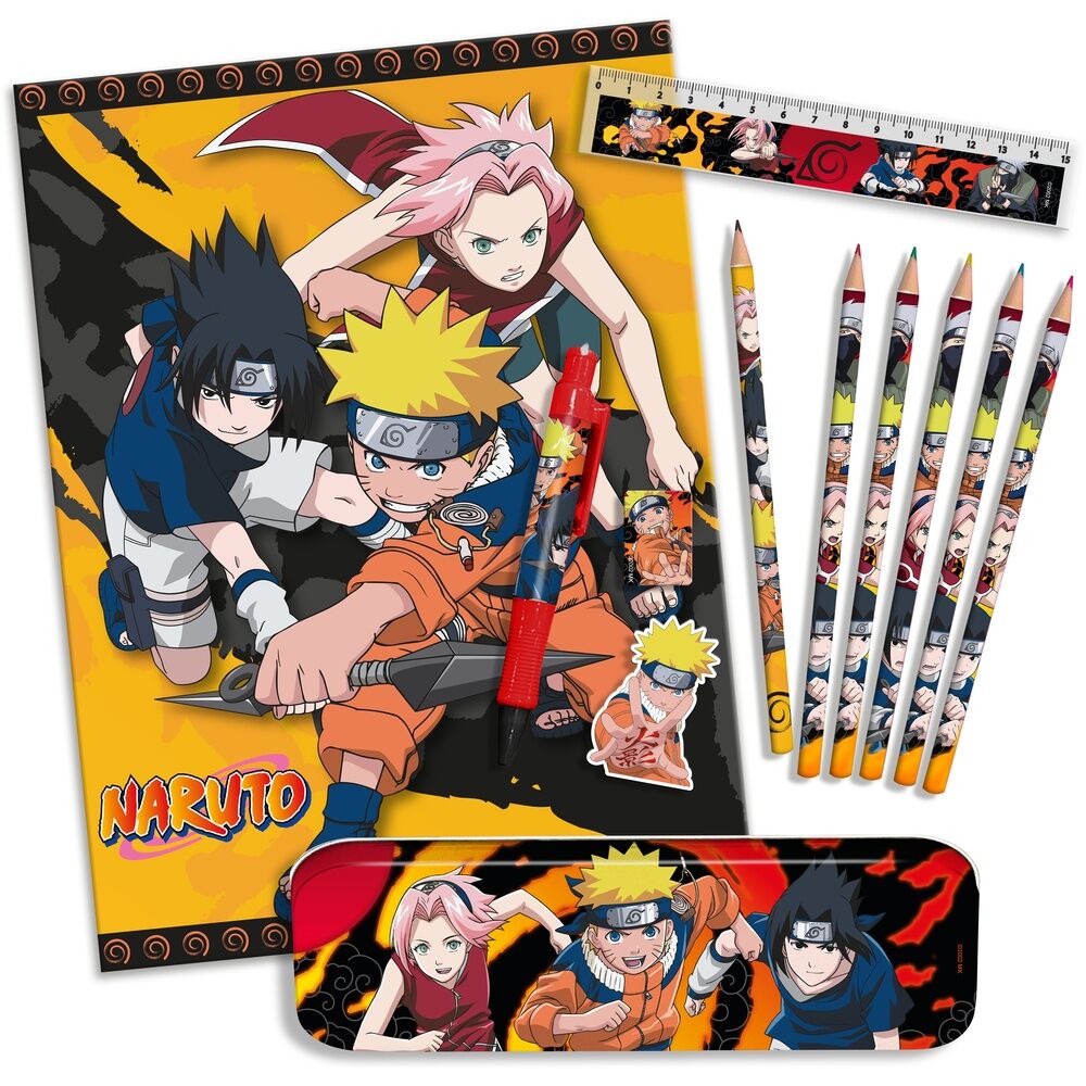 Set de papelería Naruto Shippuden con estuche y útiles escolares - 2