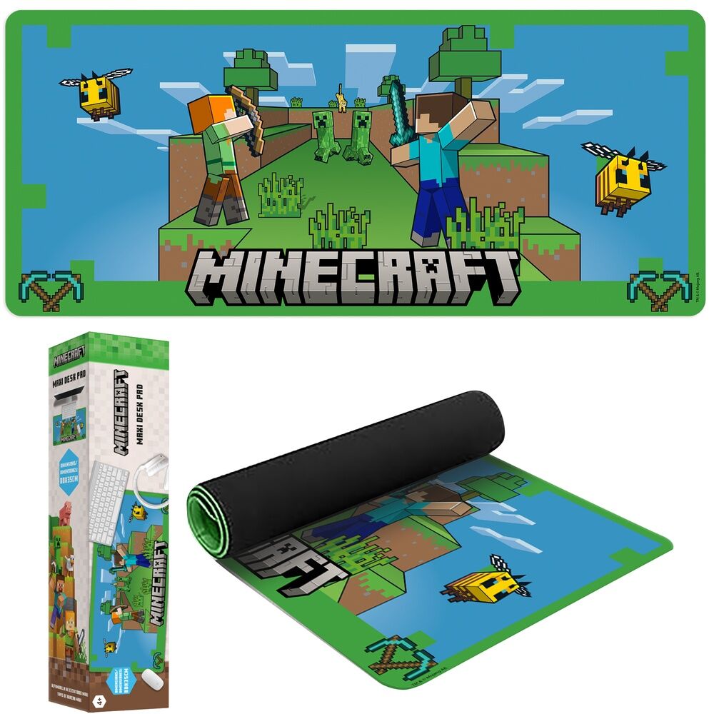 Alfombrilla gaming Minecraft con Steve, Alex y Creepers - 2