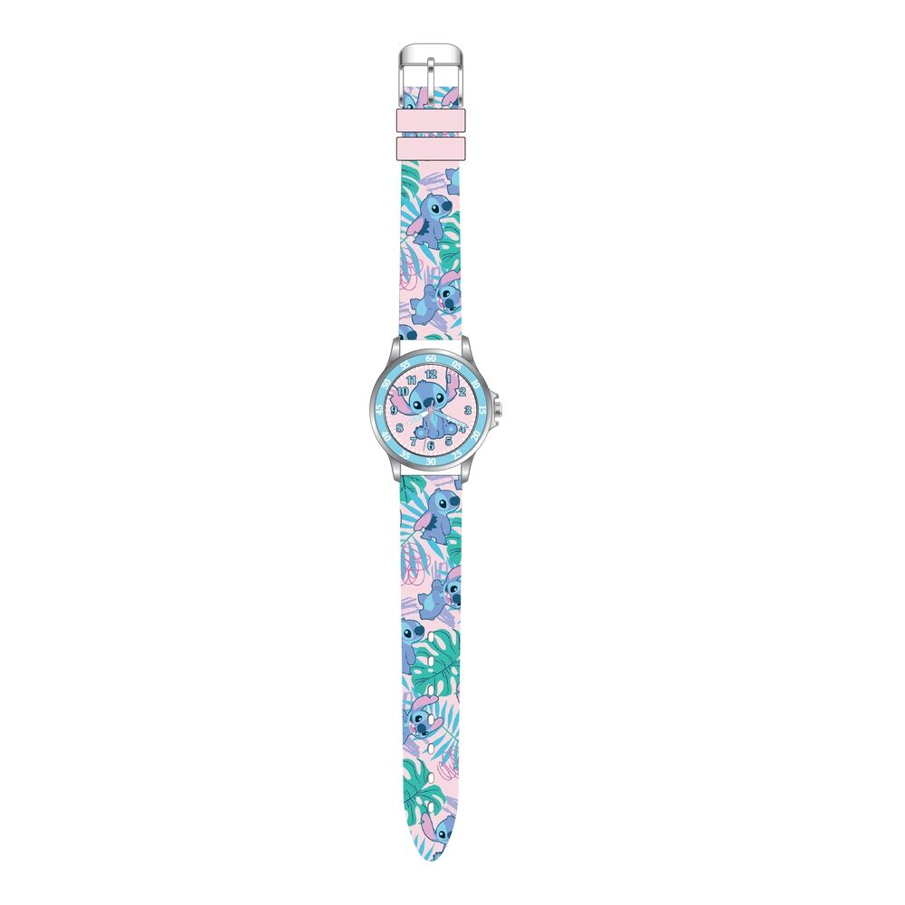 Reloj analógico Disney Stitch con correa estampada tropical