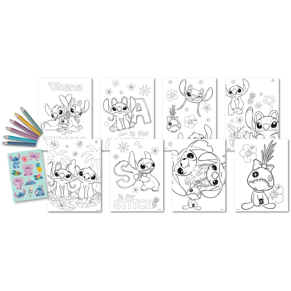 Set para colorear Stitch Disney con dibujos, lápices y pegatinas - 2