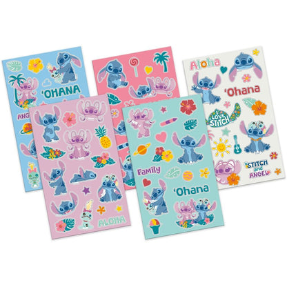 Set de cinco hojas de pegatinas de Stitch Disney con motivos tropicales - 2