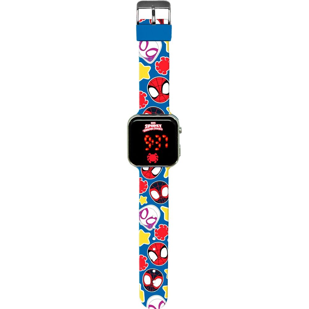 Reloj LED Marvel Spidey con correa azul estampada