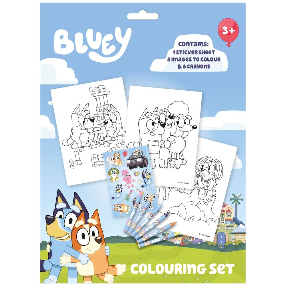 Set de colorear Bluey con dibujos, pegatinas y pinturas