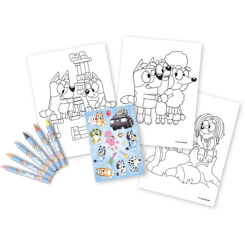 Set de colorear Bluey con dibujos, pegatinas y pinturas - 2