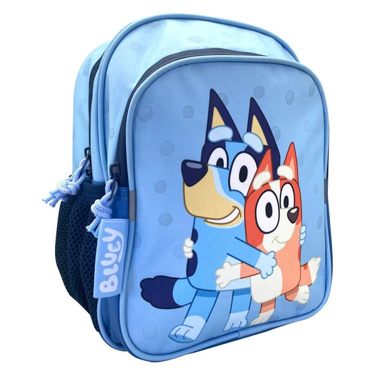 Mochila azul claro de Bluey y Bingo con bolsillos
