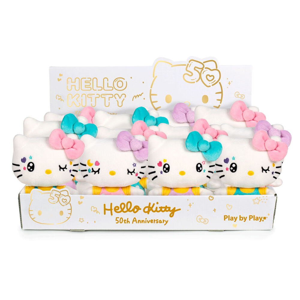 Peluche Hello Kitty 50th Anniversary de 16 cm con lazo de color