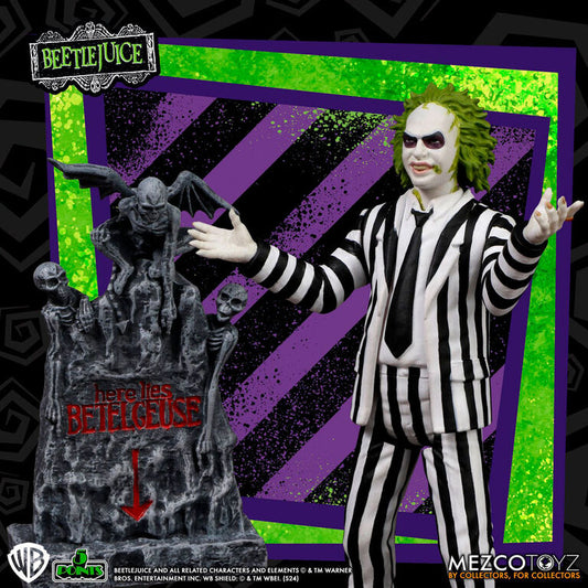 Figura de Beetlejuice con traje de rayas y lápida - 2