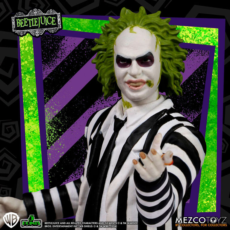 Figura de Beetlejuice con traje de rayas y lápida - 3