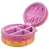 Joyero redondo Donut Sweet Dreams rosa y dorado abierto