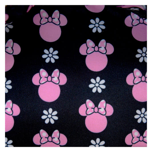 Mochila Minnie Loungefly negra y rosa con lunares y flores - 5