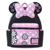 Mochila Minnie Loungefly negra y rosa con lunares y flores