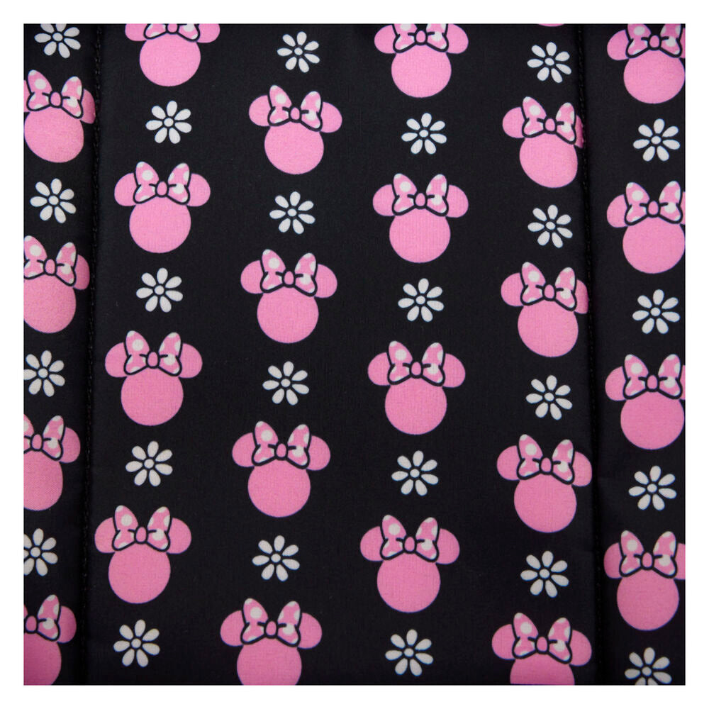 Mochila rosa y negra de Minnie con flores y lazo de lunares - 6