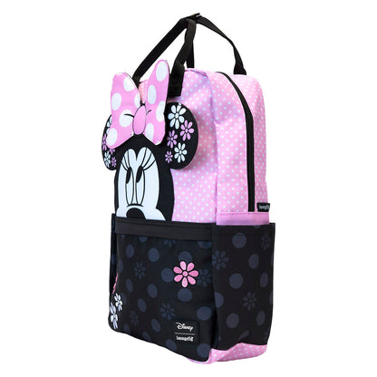 Mochila rosa y negra de Minnie con flores y lazo de lunares - 4