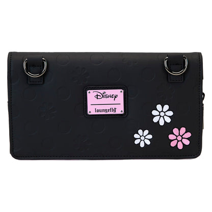 Bolso bandolera negro de Minnie con lazo rosa de lunares y correa floral - 9