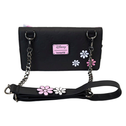 Bolso bandolera negro de Minnie con lazo rosa de lunares y correa floral - 4