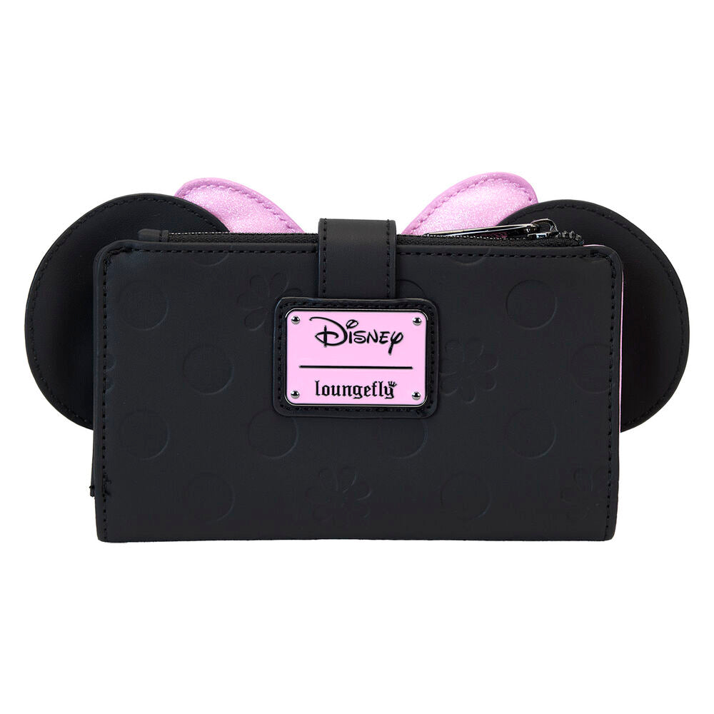 Cartera negra de Minnie Loungefly con lazada rosa de lunares y flores - 3