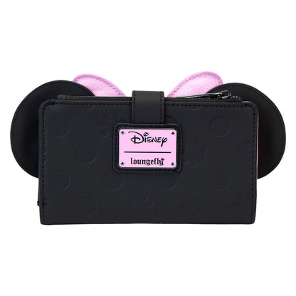 Cartera negra de Minnie Loungefly con lazada rosa de lunares y flores - 3