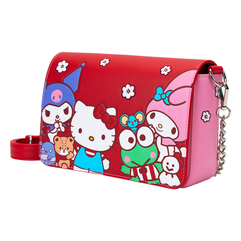 Bolso bandolera rojo y rosa de Hello Kitty and Friends Loungefly