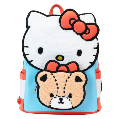 Mochila Loungefly de Hello Kitty y oso en azul, blanco y rojo