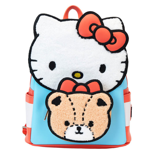 Mochila Loungefly de Hello Kitty y oso en azul, blanco y rojo