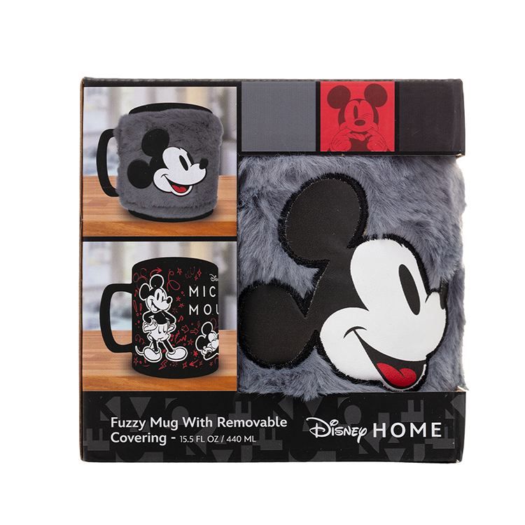 Taza gris de peluche con rostro de Mickey Disney y asa negra - 5