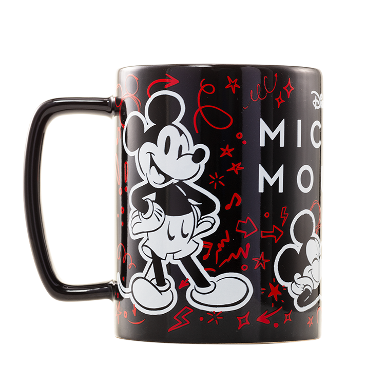 Taza gris de peluche con rostro de Mickey Disney y asa negra - 2