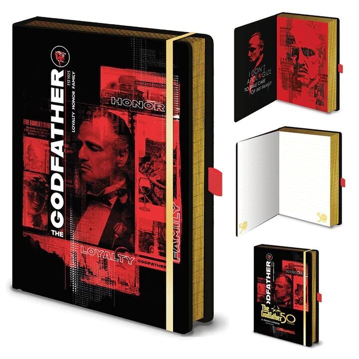 Cuaderno A5 de El Padrino con diseño negro y rojo