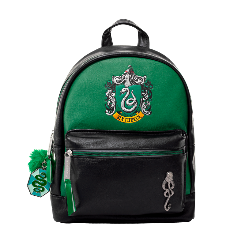 Mochila verde y negra de Slytherin Harry Potter con escudo frontal