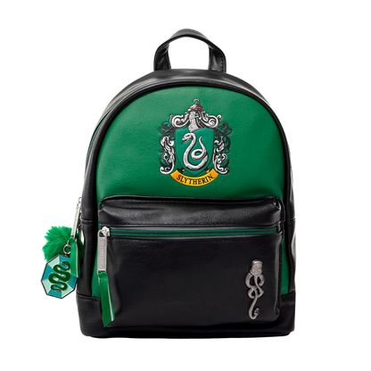 Mochila verde y negra de Slytherin Harry Potter con escudo frontal