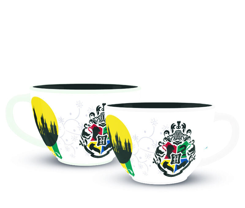 Taza blanca de cerámica Harry Potter con escudo de Hogwarts