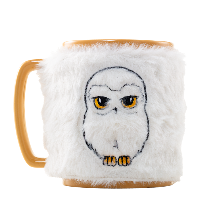 Taza Hedwig de Harry Potter con funda blanca de peluche