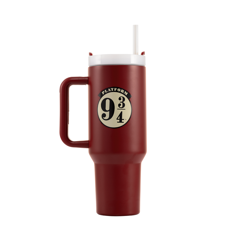 Vaso termo burdeos de Harry Potter Plataforma 9 3/4 con asa y pajita - 2