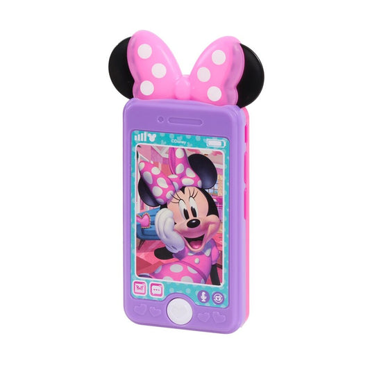 Teléfono de juguete Minnie Disney morado con funda rosa y lazo de lunares - 5