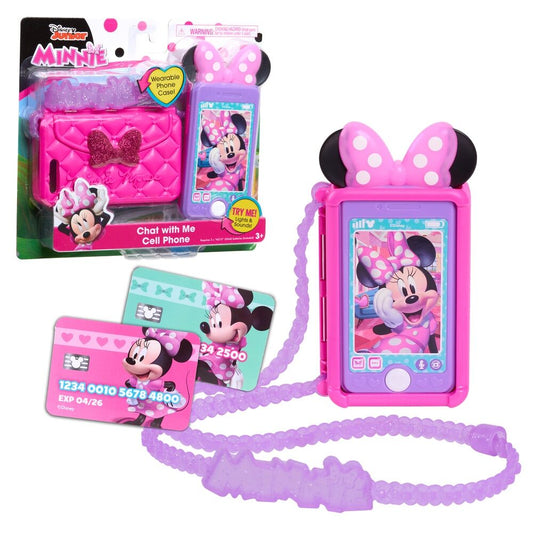 Teléfono de juguete Minnie Disney morado con funda rosa y lazo de lunares - 2