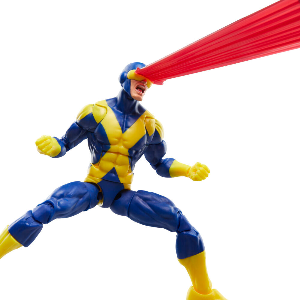 Figura articulada de Cyclops de X-Men con uniforme azul y amarillo