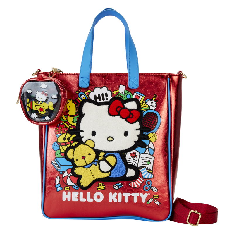 Bolso rojo metalizado Loungefly de Hello Kitty con monedero extraíble