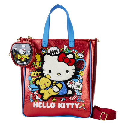 Bolso rojo metalizado Loungefly de Hello Kitty con monedero extraíble