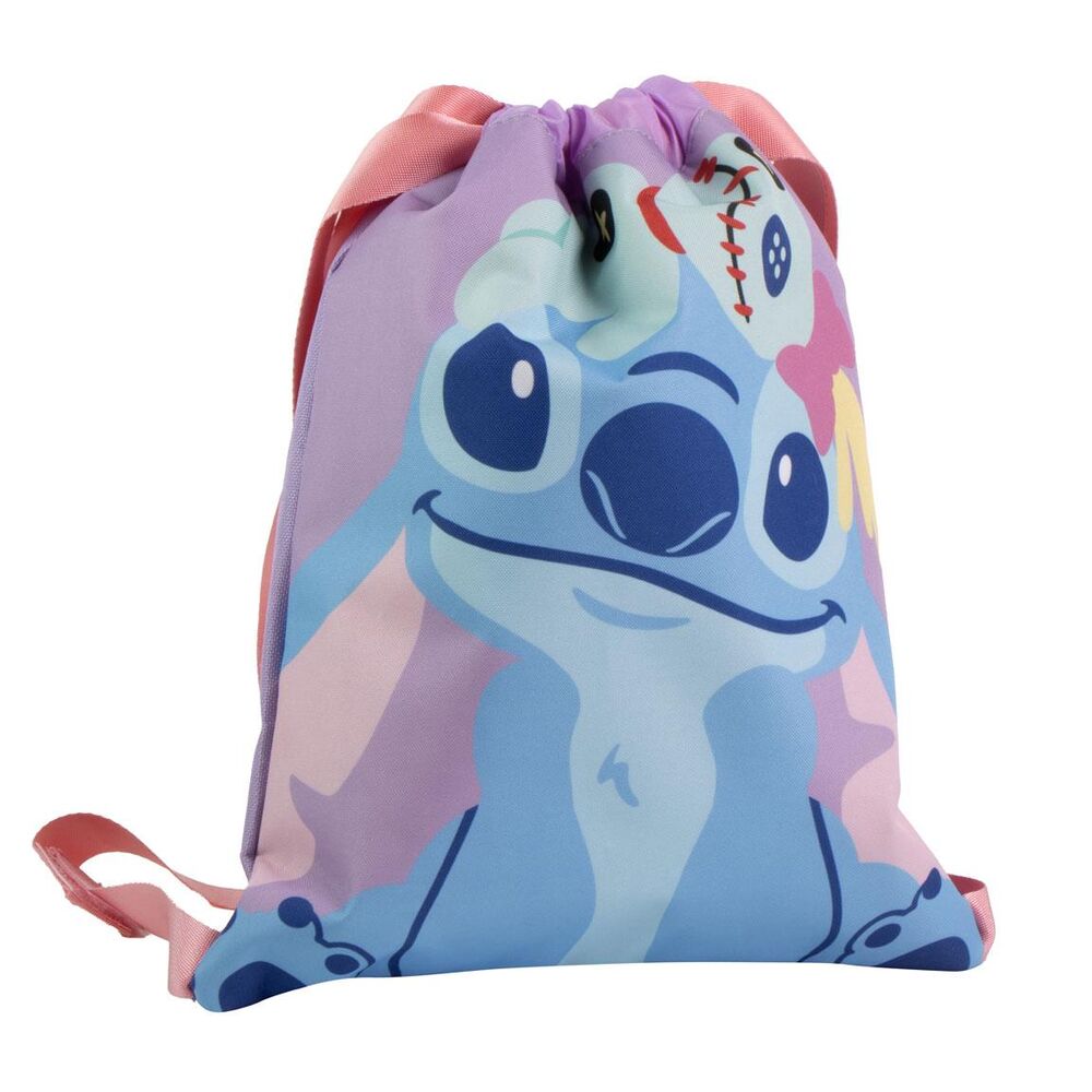 Saco Stitch Disney azul, lila y rosa con cordones